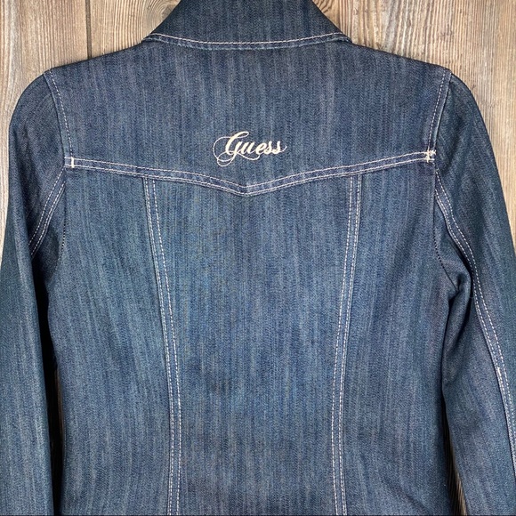 Guess Blue Jean Denim Jacket Button Up Coat - Picture 5 of 7
